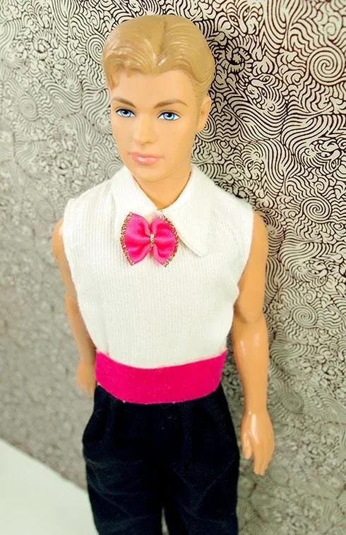 12" Male Fashion Doll Pink Bow Tie Jumpsuit Outfit