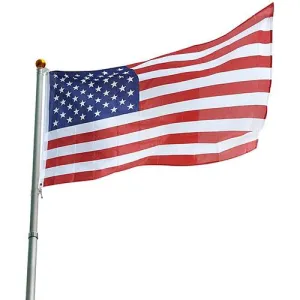 25ft Telescopic Aluminum Flag Pole 16 Gauge Fly 2 Flags 3'x5'