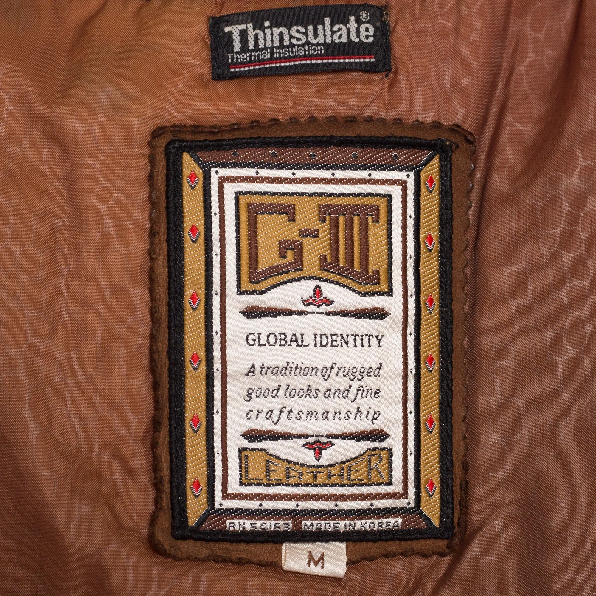 80s G-III Brown Leather Embossed Jacket - Medium