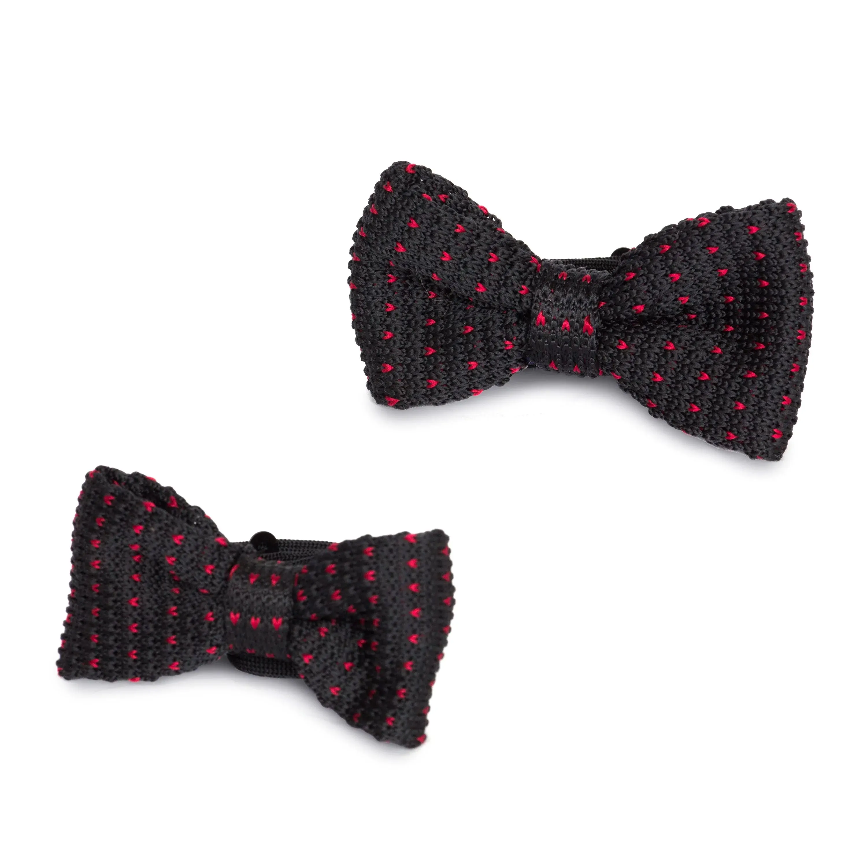 Adult Knit Bow Tie - Black/Red Dot