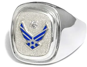 Air Force Classic Diamond Ring Sterling Silver