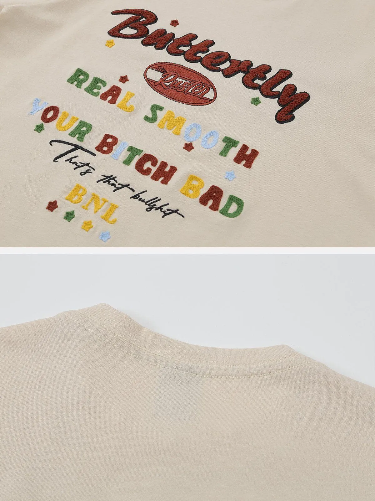 AlanBalen® - Flocked Towel Embroidery Letter Tee