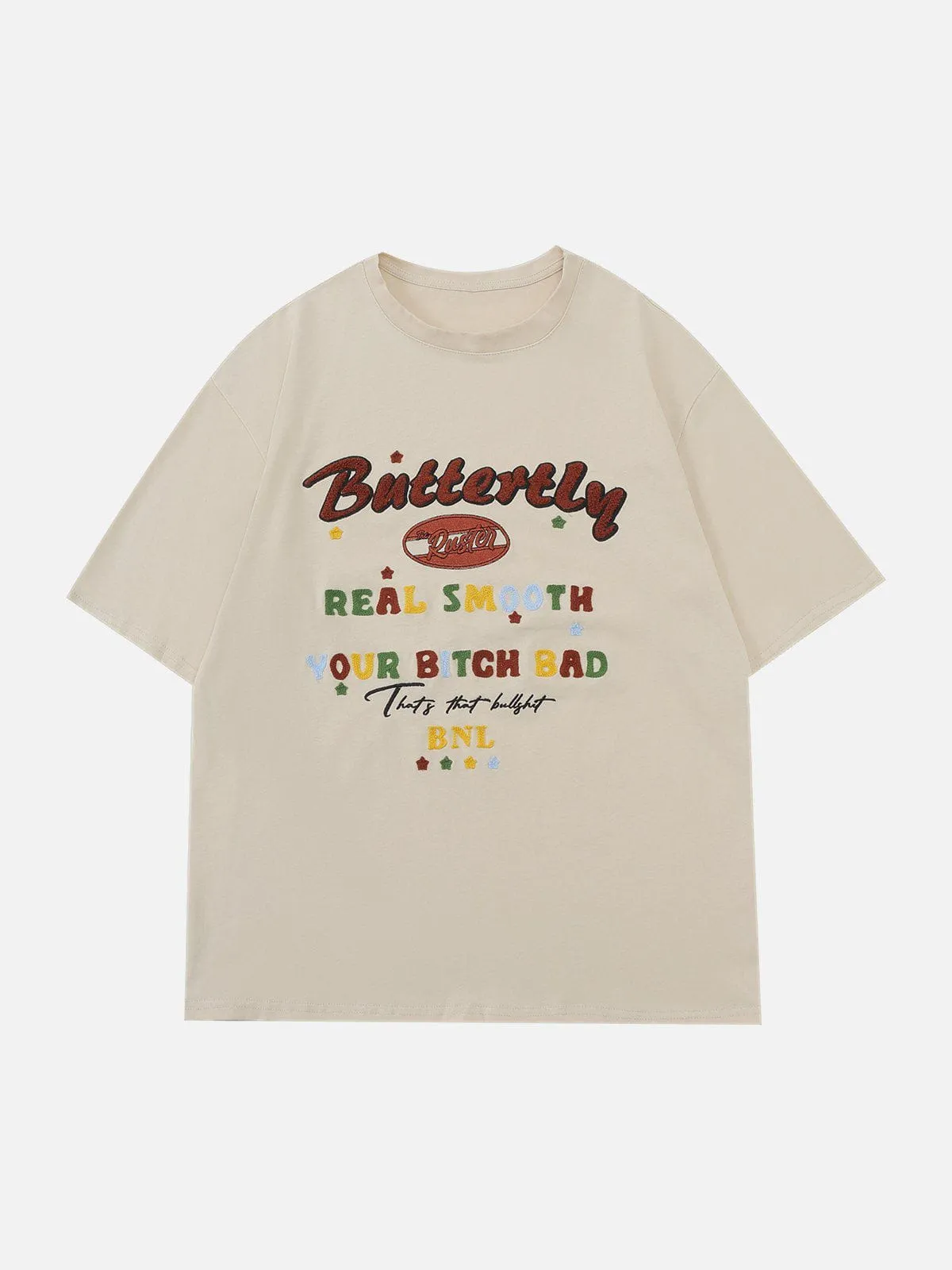 AlanBalen® - Flocked Towel Embroidery Letter Tee