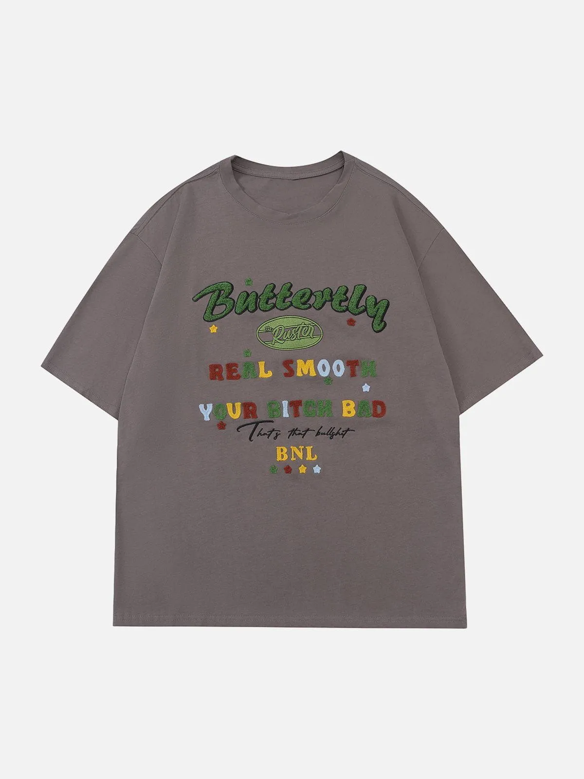 AlanBalen® - Flocked Towel Embroidery Letter Tee