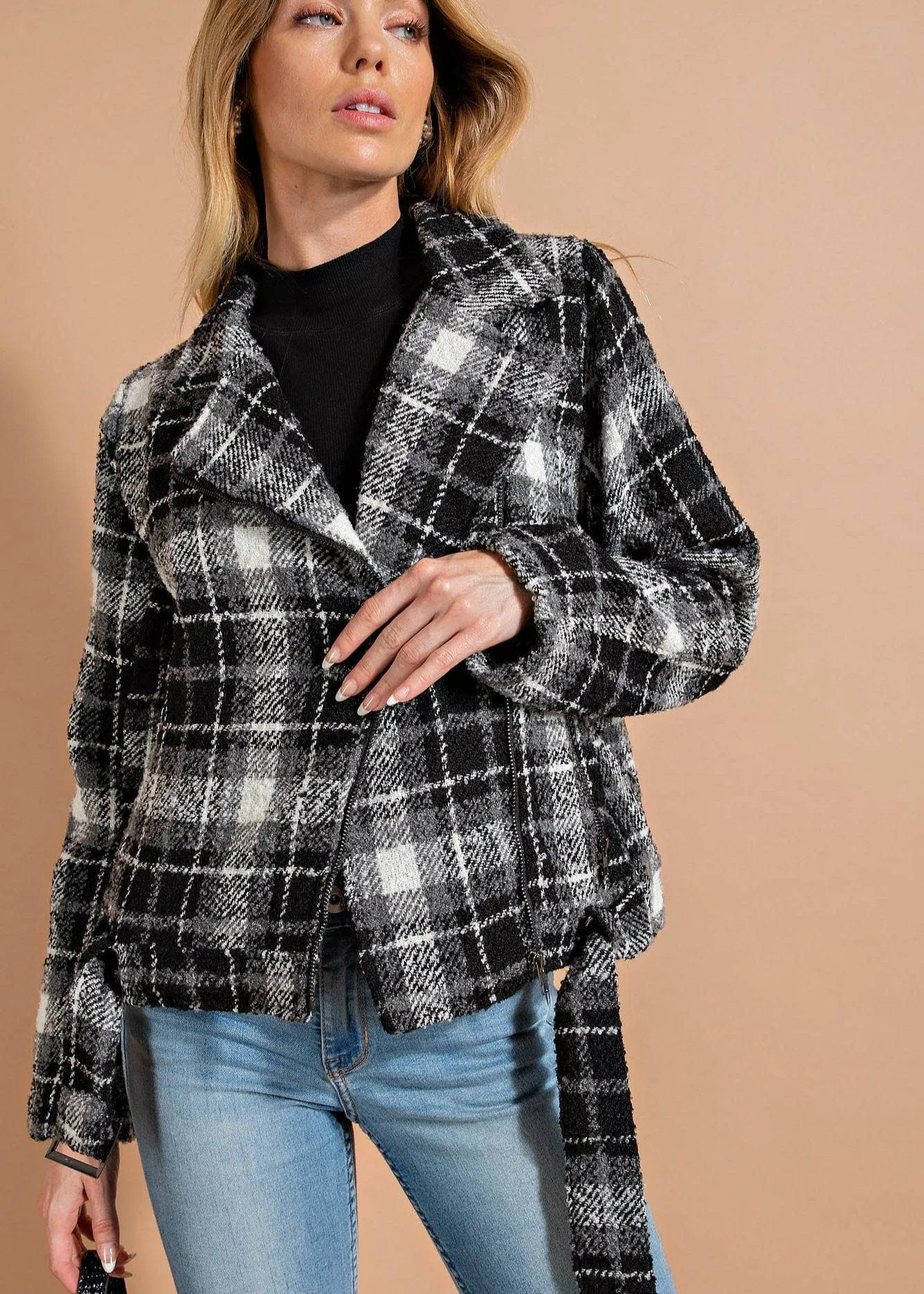 Alway Chic Plaid Moto Jacket