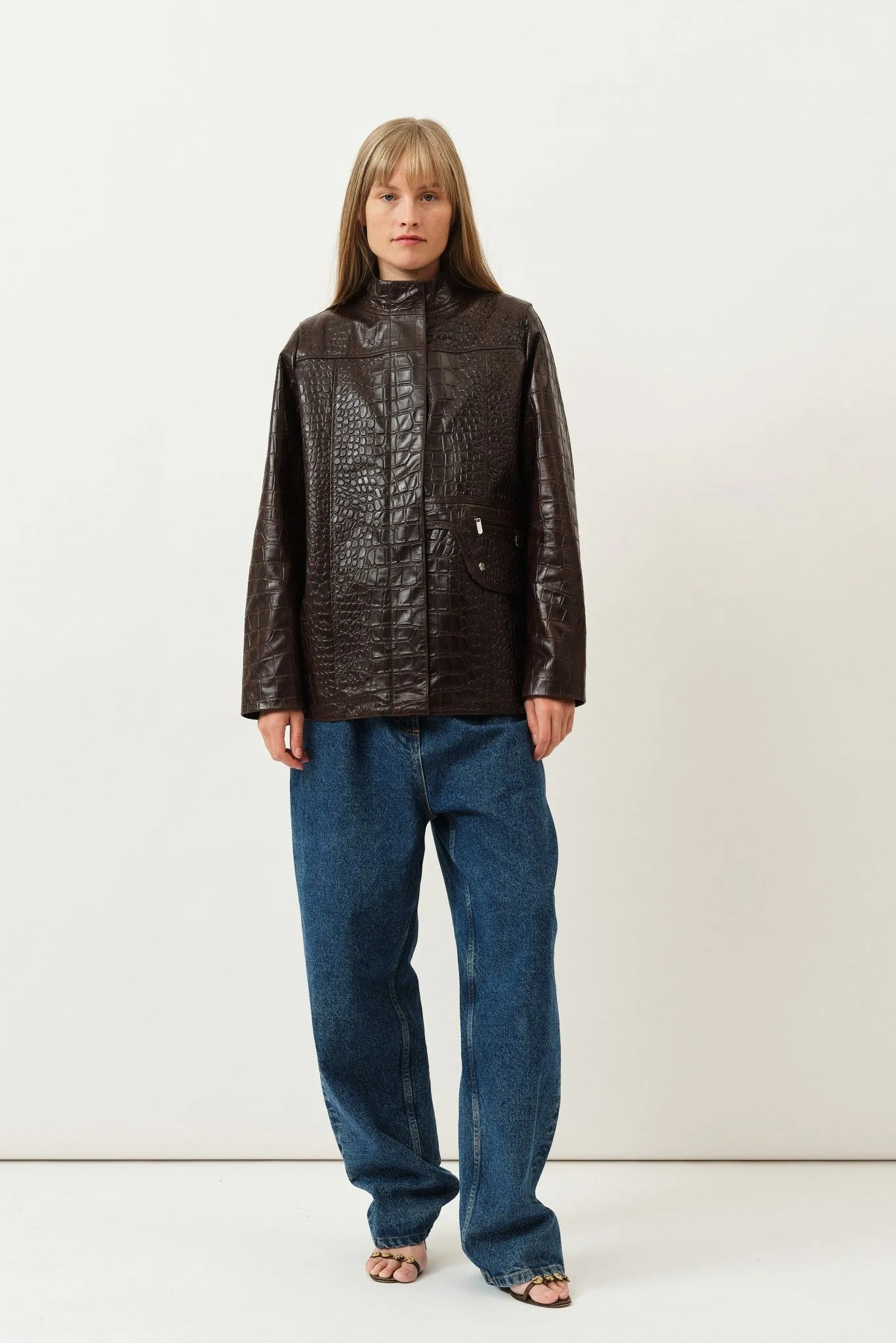 Baba Jacket — Brown Croco