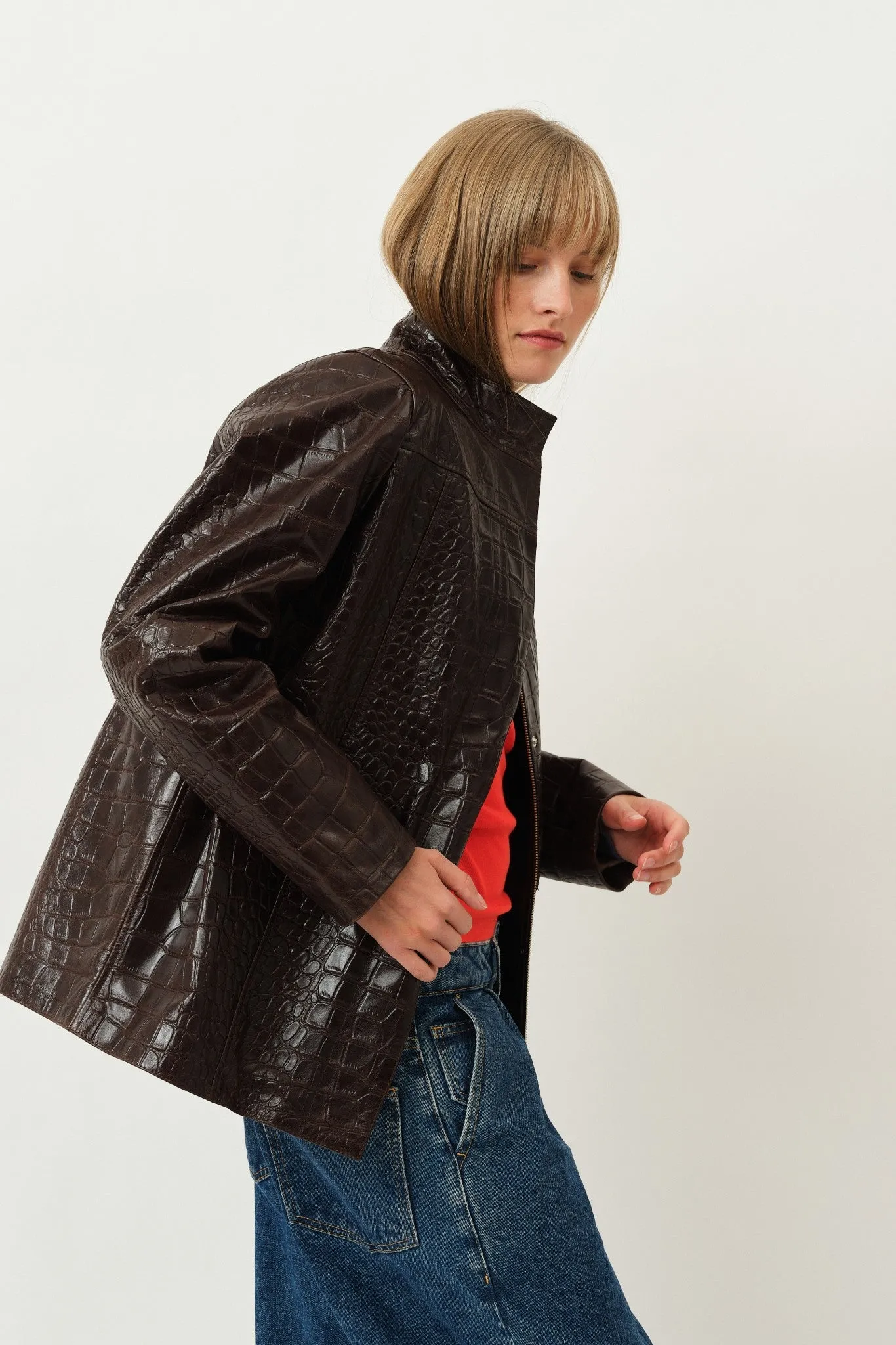 Baba Jacket — Brown Croco