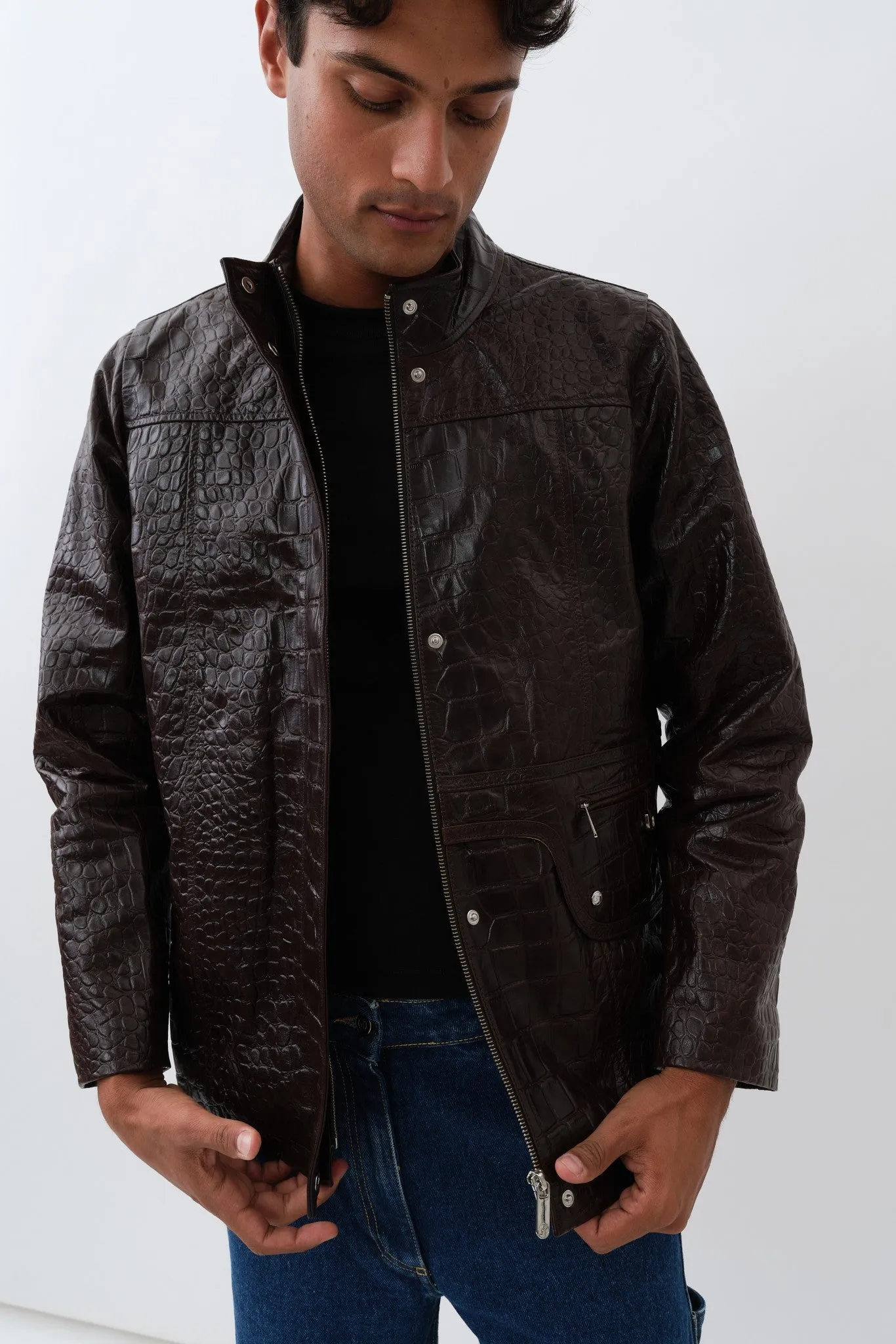 Baba Jacket — Brown Croco