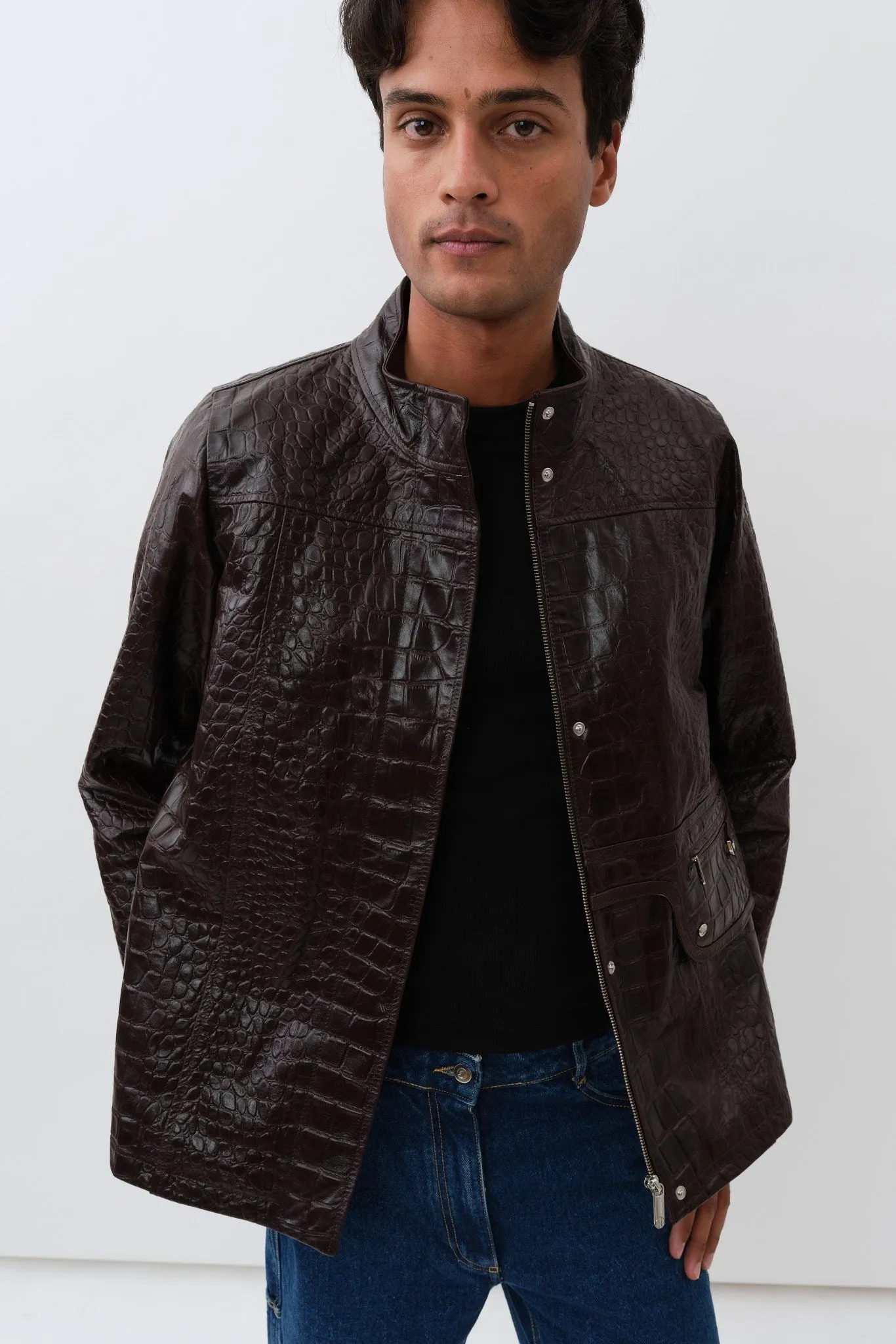 Baba Jacket — Brown Croco