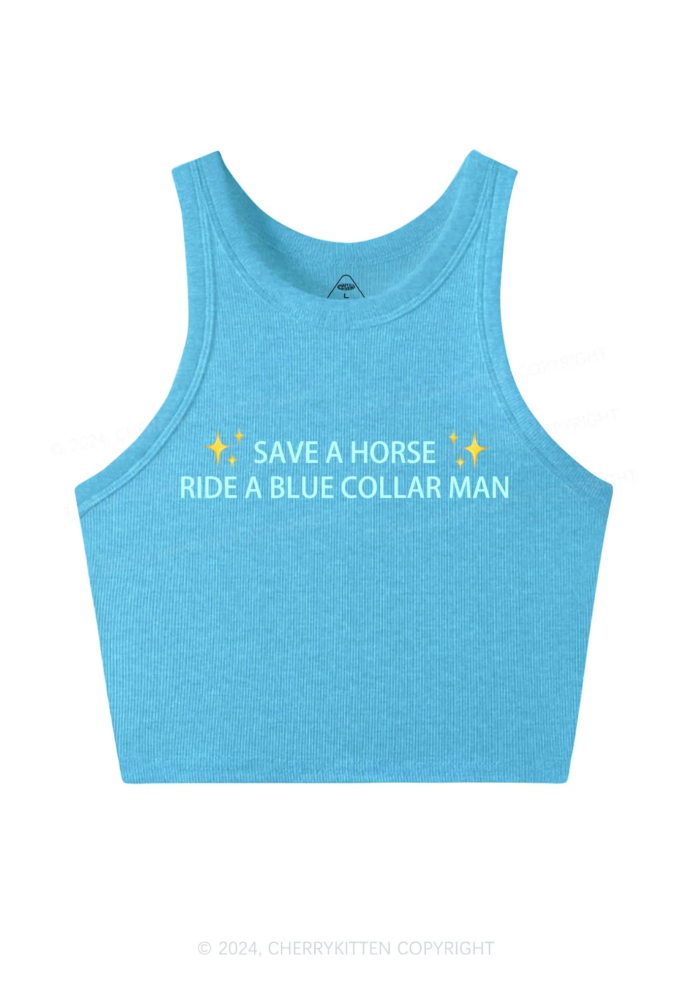 Blue Collar Man Y2K Crop Tank Top Cherrykitten