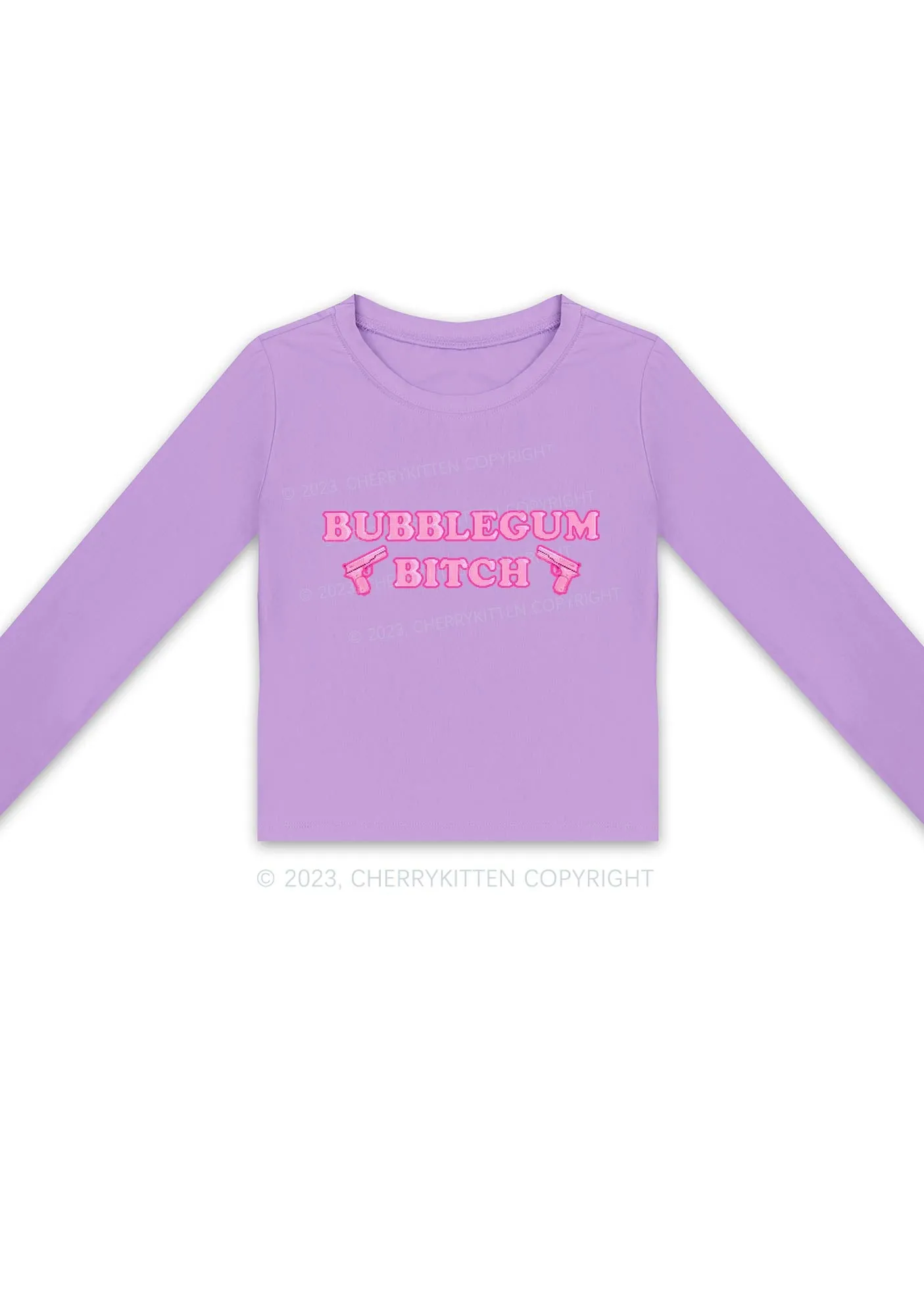 Bubblegum Bxtch Long Sleeve Crop Top Cherrykitten