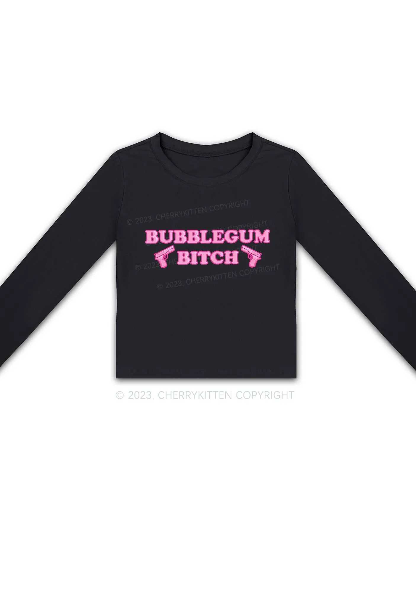 Bubblegum Bxtch Long Sleeve Crop Top Cherrykitten