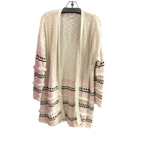 Cardigan By Style And Company In Cream & Pink, Size: M