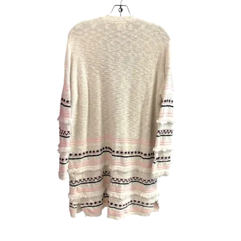 Cardigan By Style And Company In Cream & Pink, Size: M