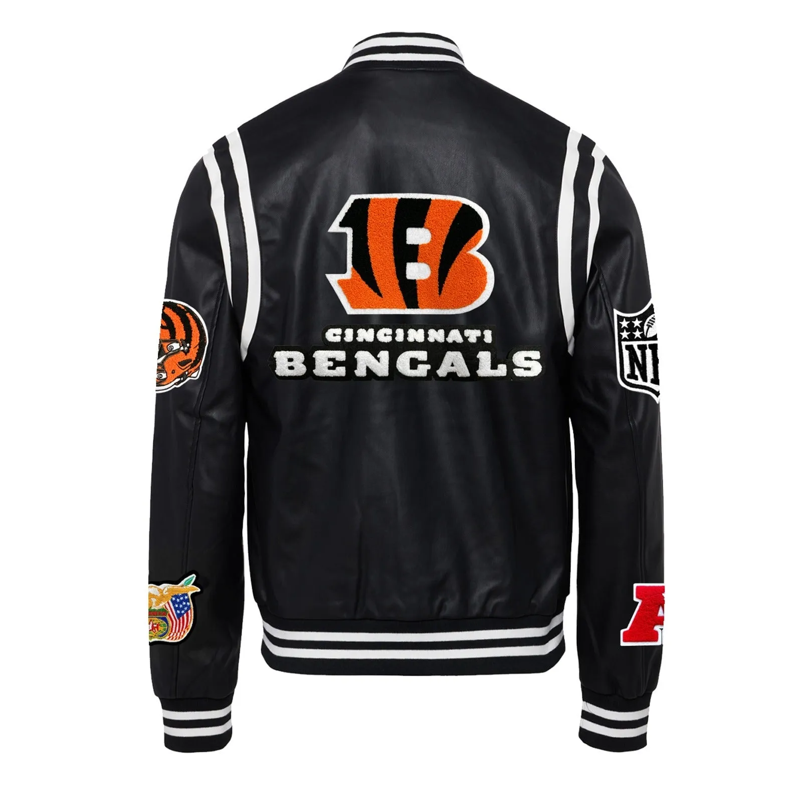 CINCINNATI BENGALS VEGAN LEATHER JACKET Black / White