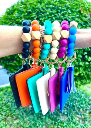 Colorful Wallet Wristlet Silicone Bead Tassel Keychains