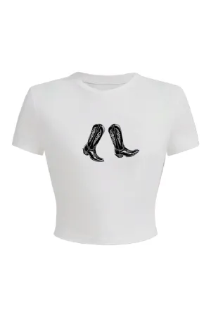 Cowboy Boots Tee (White)