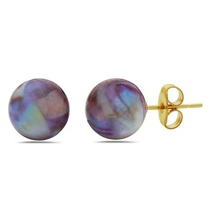 Created Abalone Stud Earrings in 10K Gold