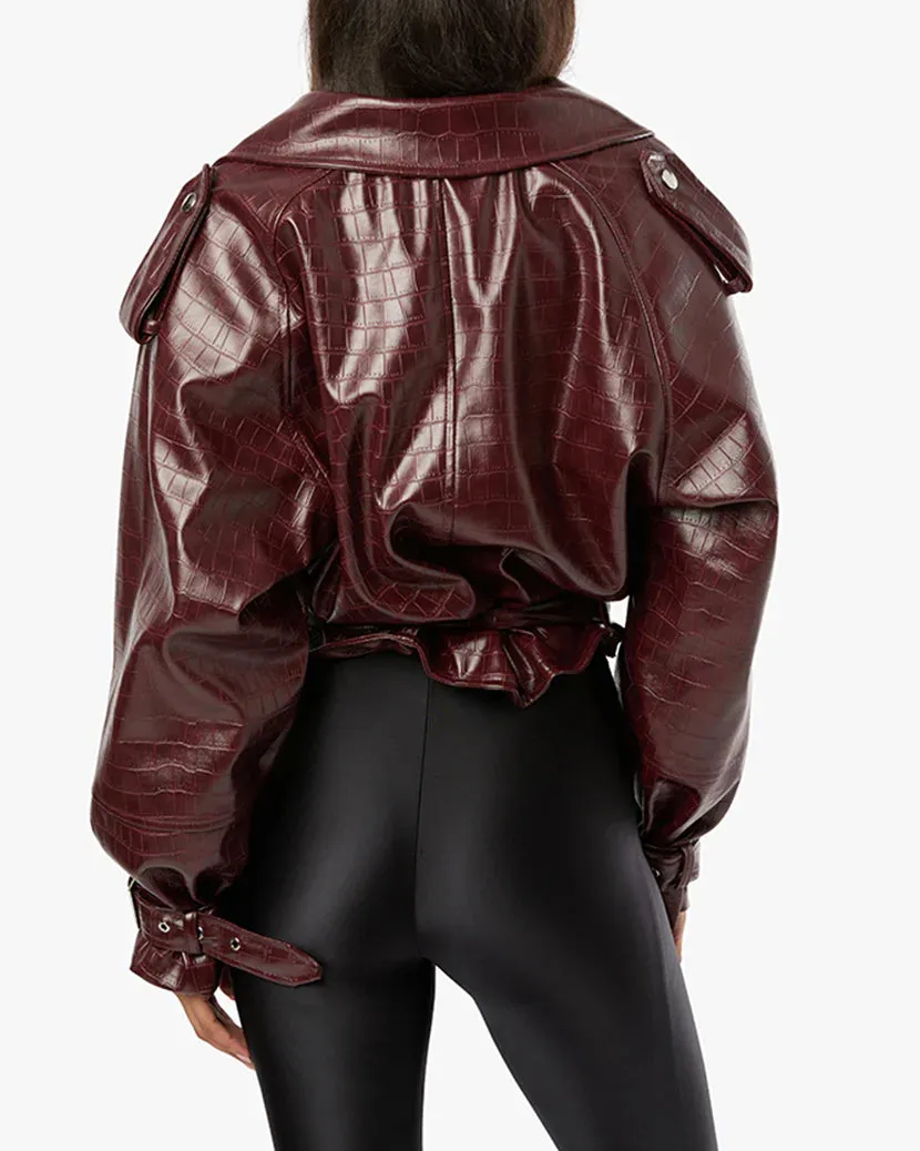 Cropped Moto Jacket Merlot