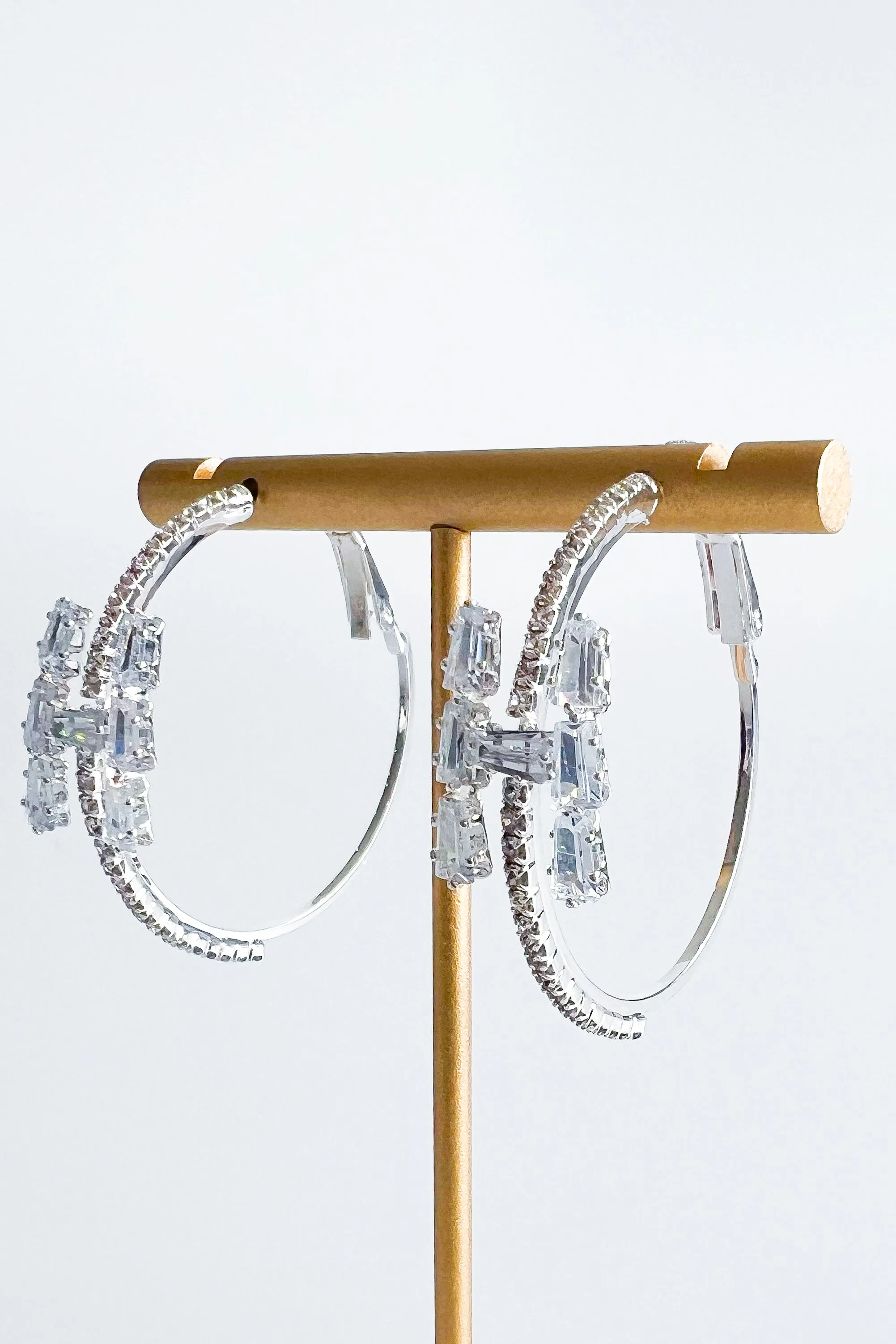 CZ "H" Letter Hoop Earrings