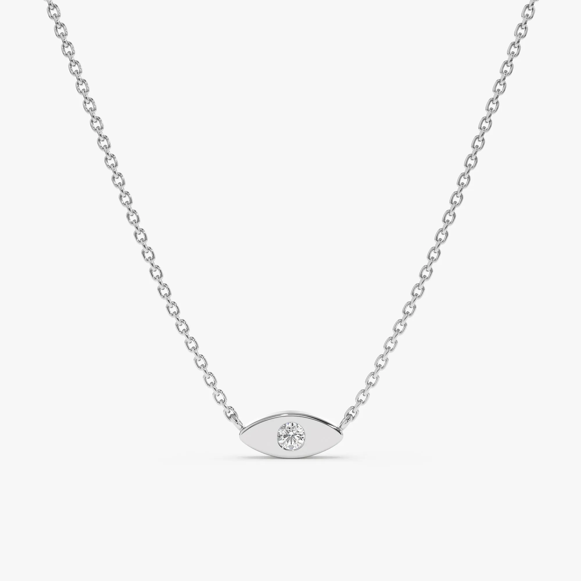 Dainty Solitaire Diamond Eye Necklace, Kinsley