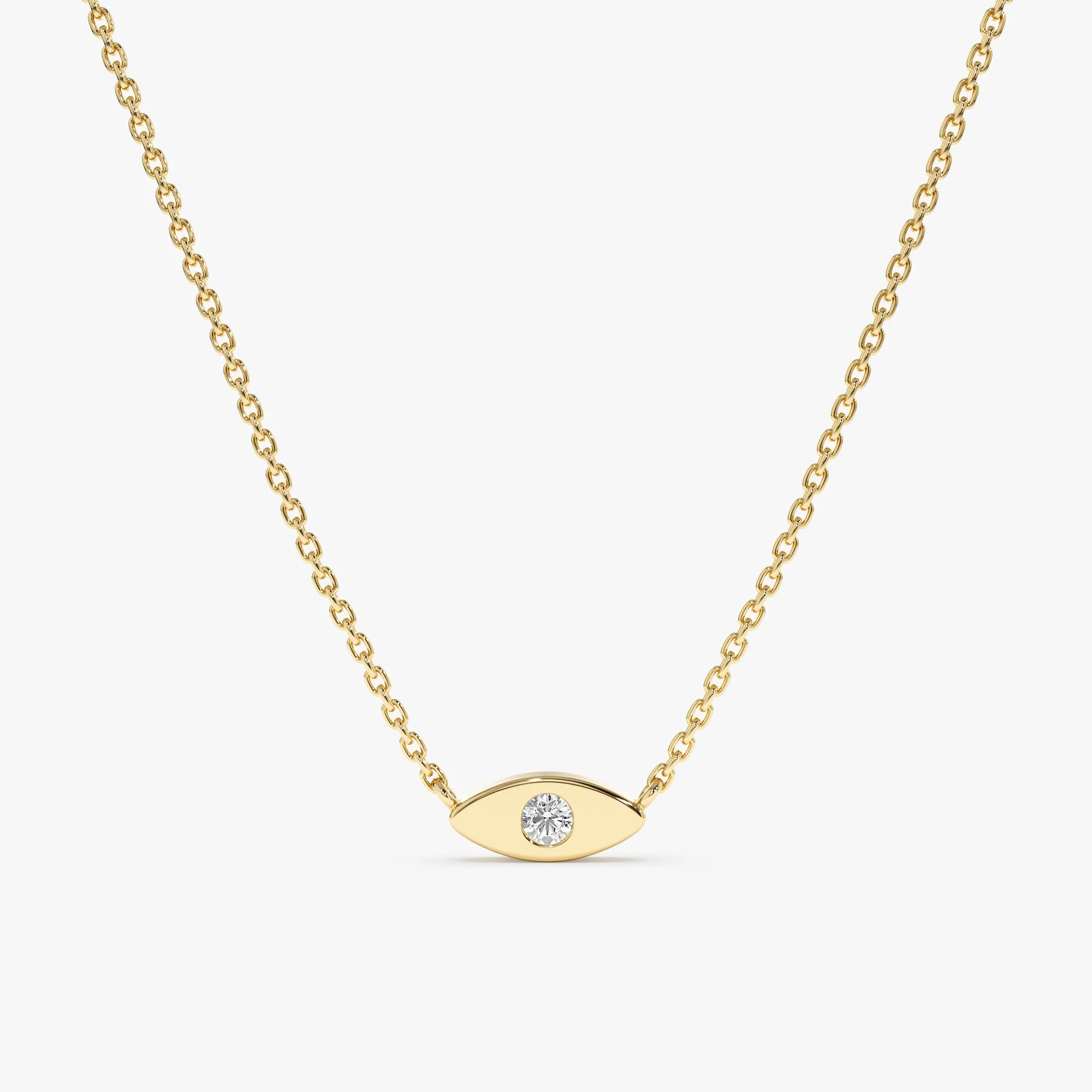 Dainty Solitaire Diamond Eye Necklace, Kinsley