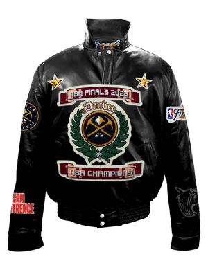 DENVER NUGGETS NBA CHAMPIONSHIP LEATHER PUFFER JACKET