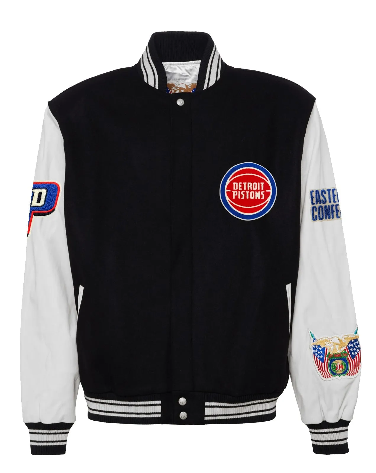 DETROIT PISTONS WOOL & LEATHER VARSITY JACKET Black / White