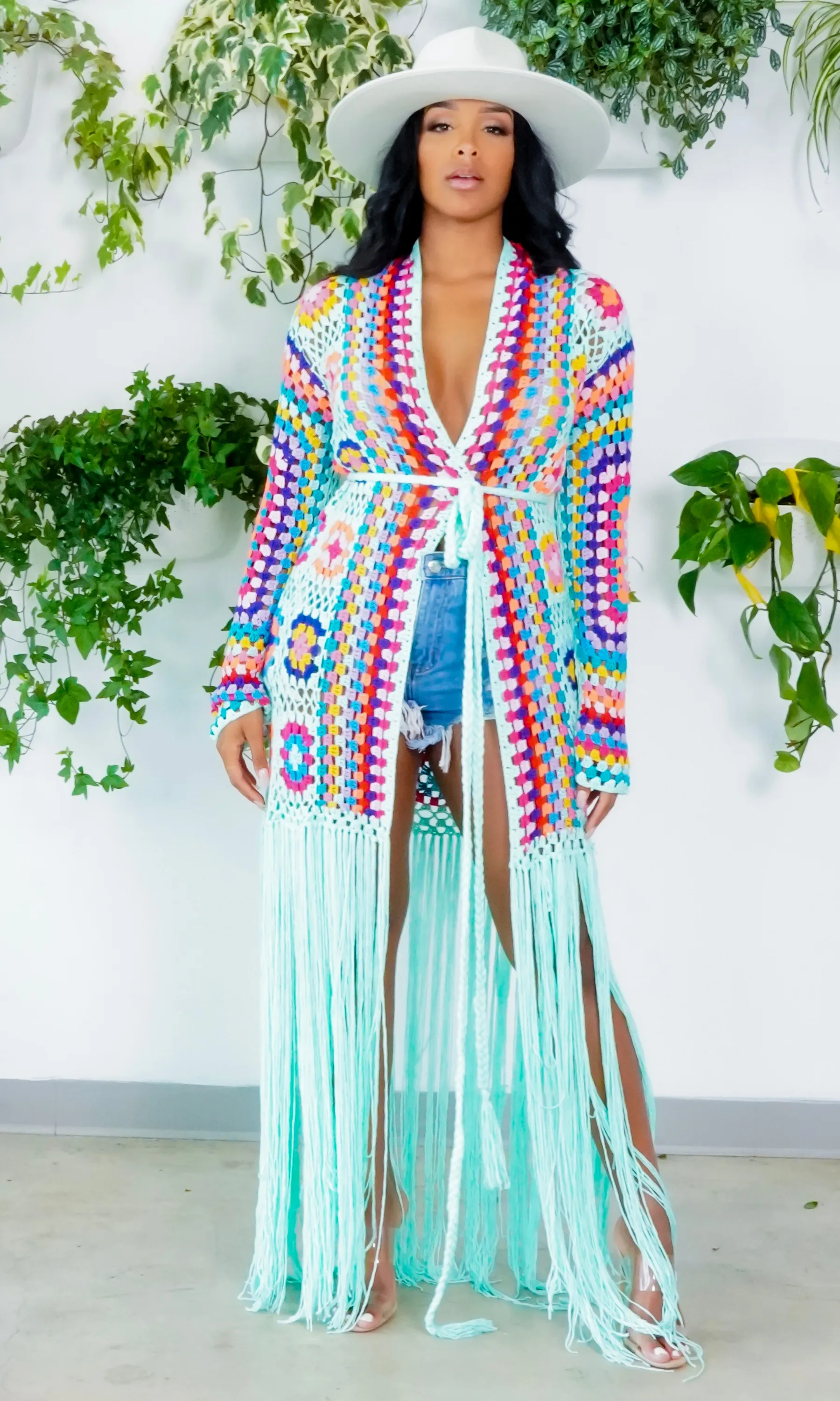 Hollywood | Fringe Crotchet Cardigan - Mint