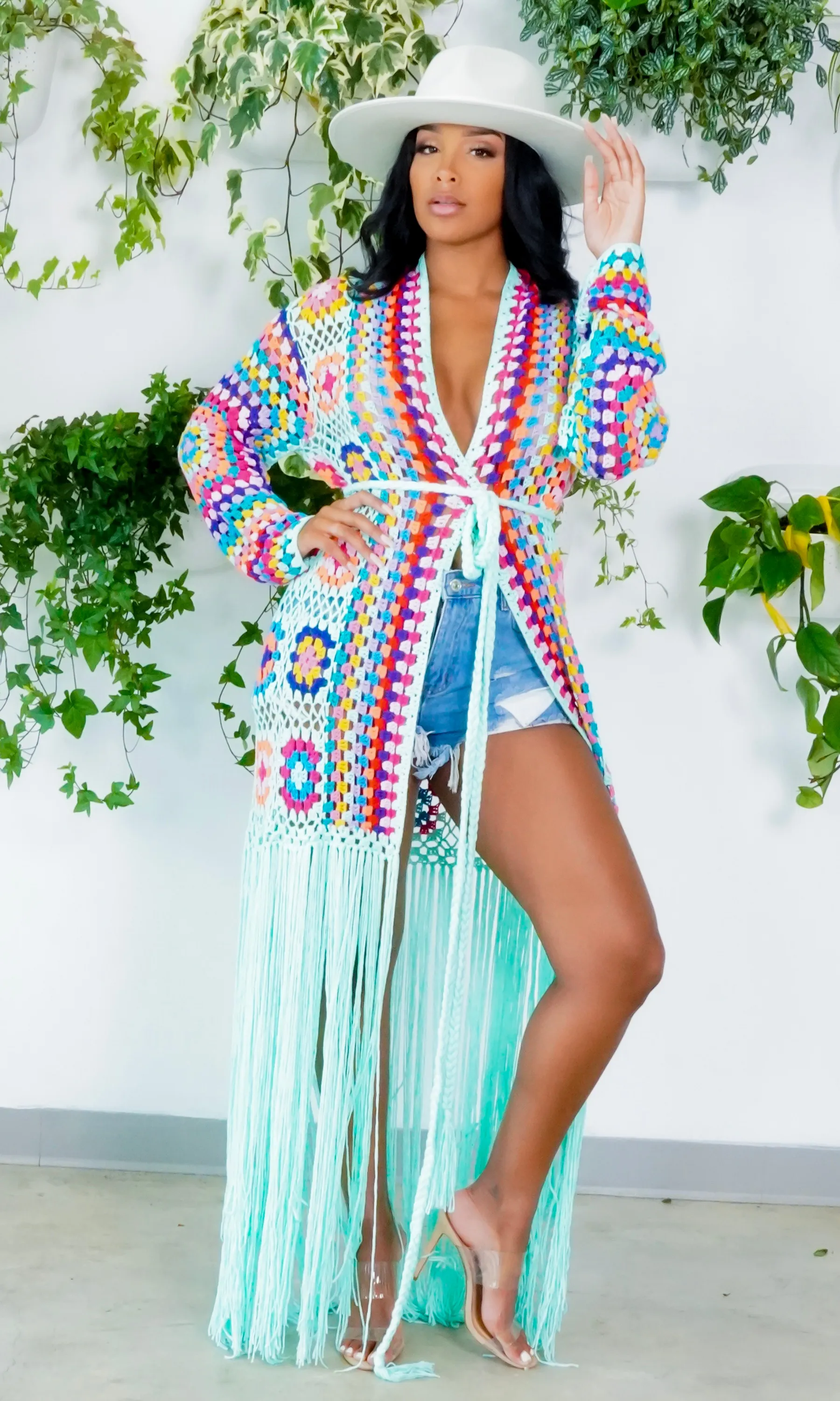 Hollywood | Fringe Crotchet Cardigan - Mint