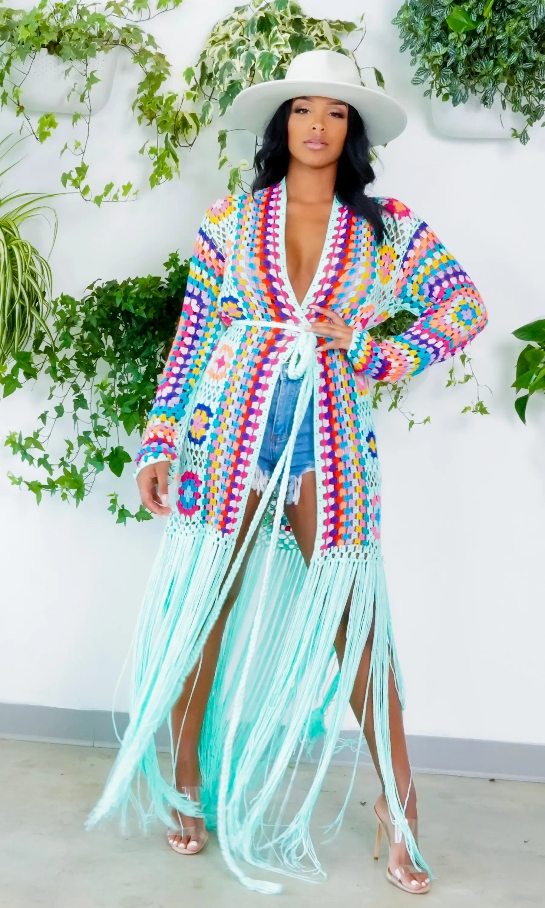 Hollywood | Fringe Crotchet Cardigan - Mint