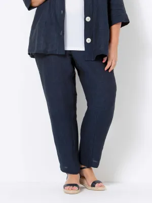 Indigo Crinkle Linen Slim Pant