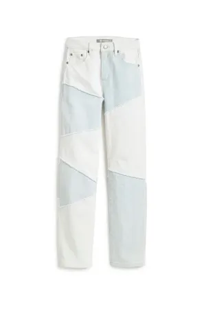 Indigo White Patch Work Slim Straight