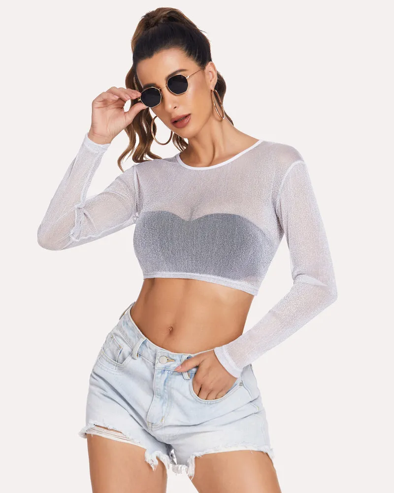 Leopard Print Mesh Crop Top