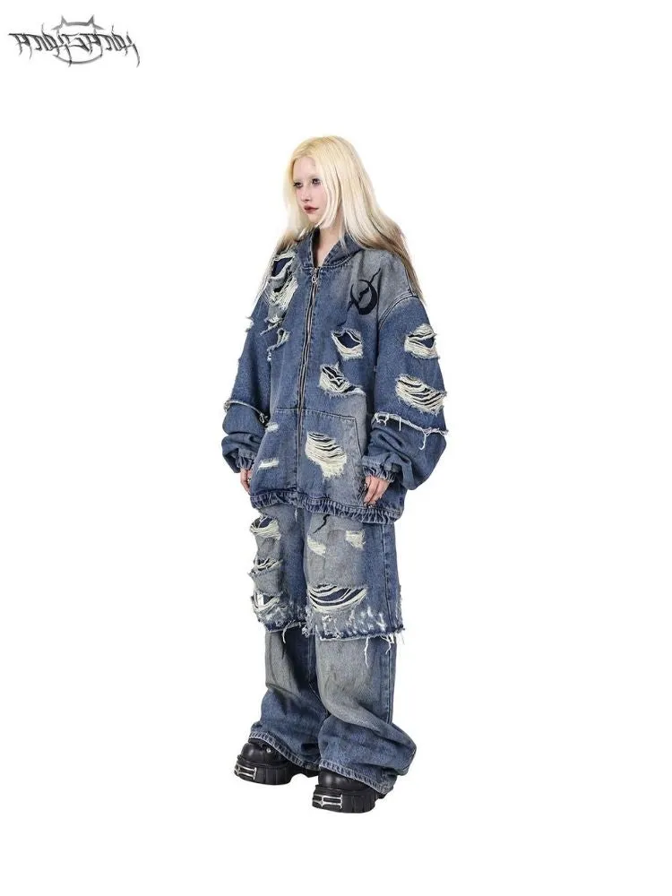 Loose Scrappy Genderless Denim Jacket【s0000004829】