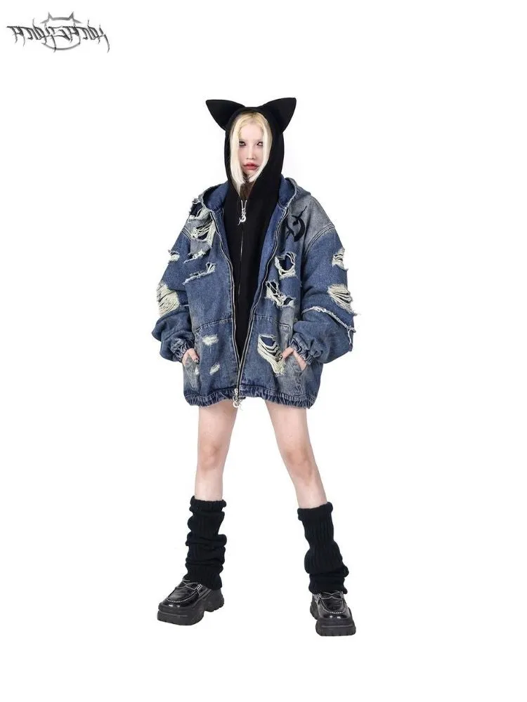 Loose Scrappy Genderless Denim Jacket【s0000004829】