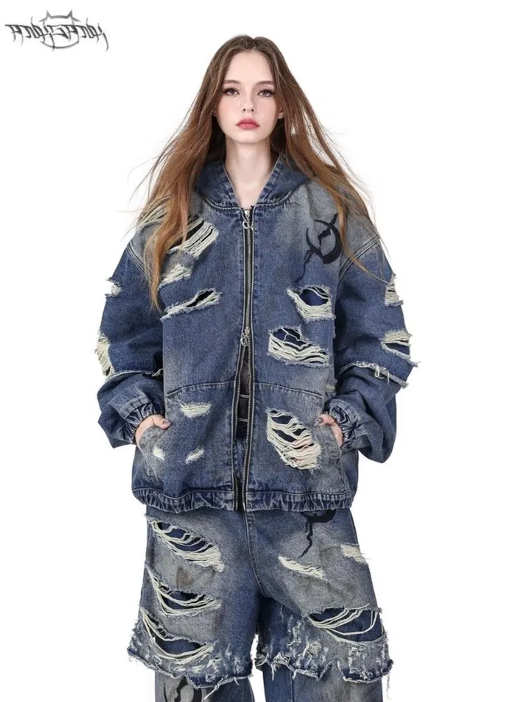 Loose Scrappy Genderless Denim Jacket【s0000004829】