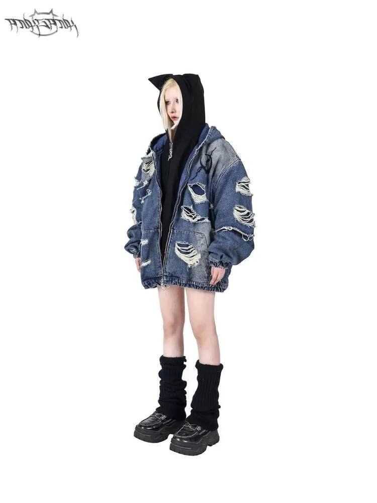 Loose Scrappy Genderless Denim Jacket【s0000004829】