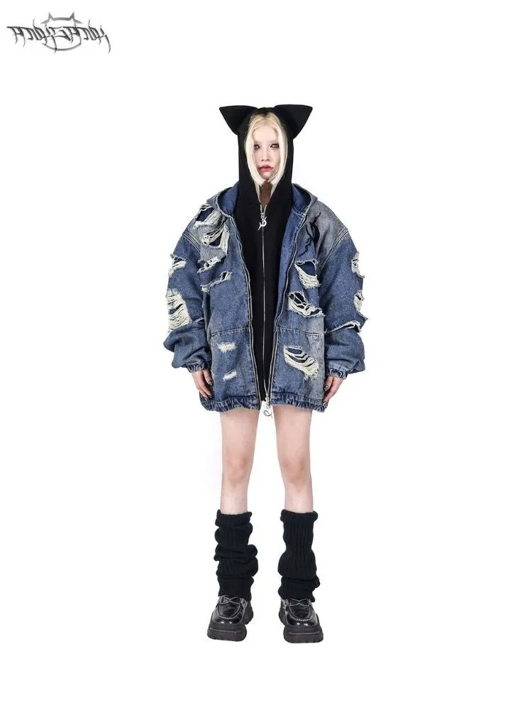 Loose Scrappy Genderless Denim Jacket【s0000004829】