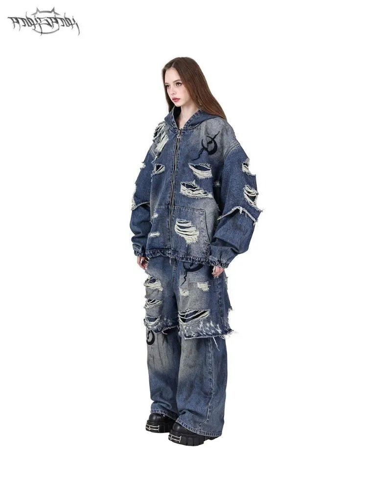 Loose Scrappy Genderless Denim Jacket【s0000004829】