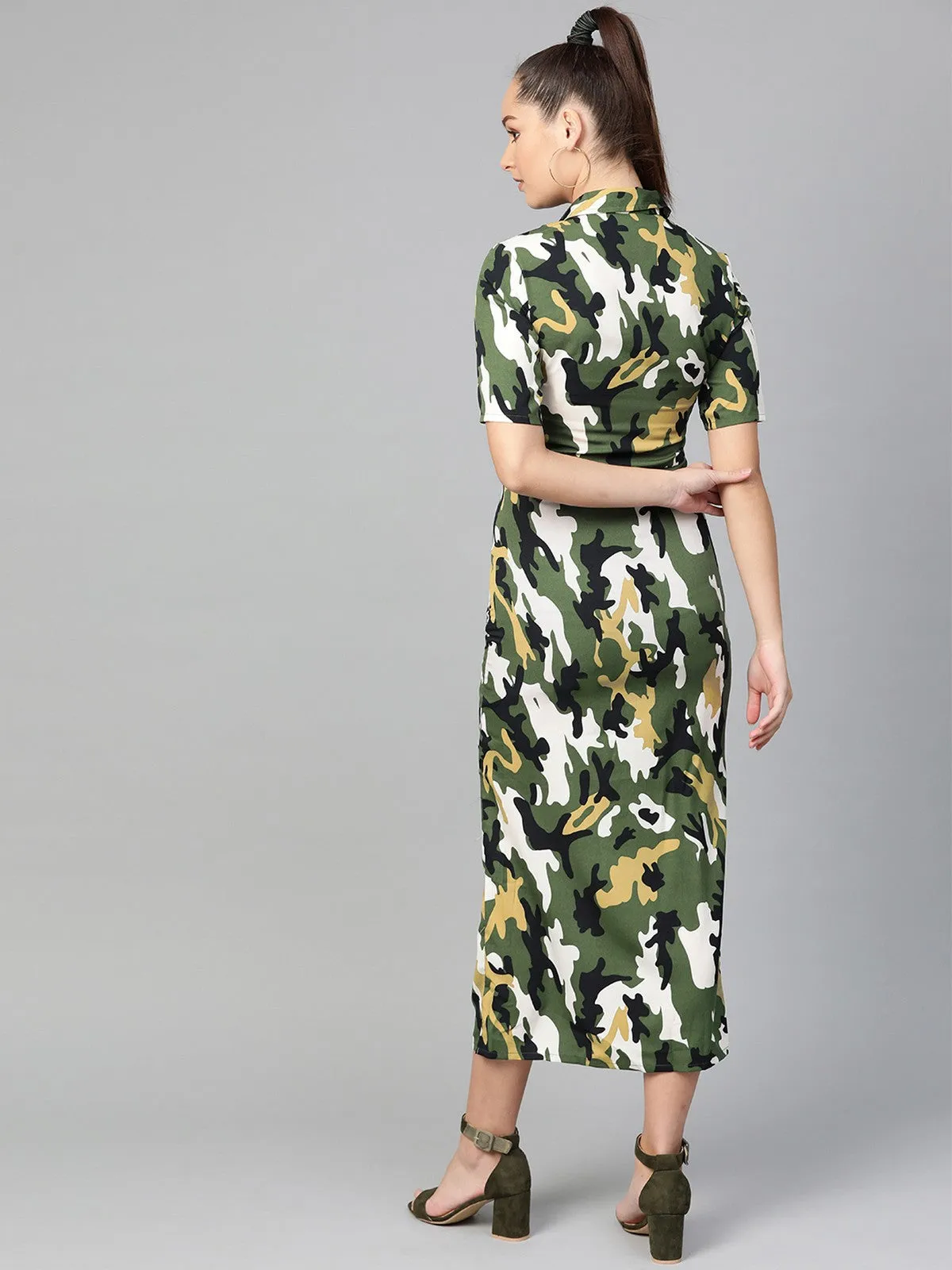 Military Shirt Maxi Dress