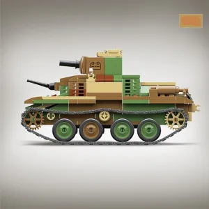 MOC  Compatible  Soldier WW2 Heavy Armored Vehicle Type 92 Track Battle Tank Army Weapon Building Blocks Kit Bricks Classic Model Toys Boy