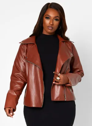 Never Basic Vegan Leather Motto Jacket