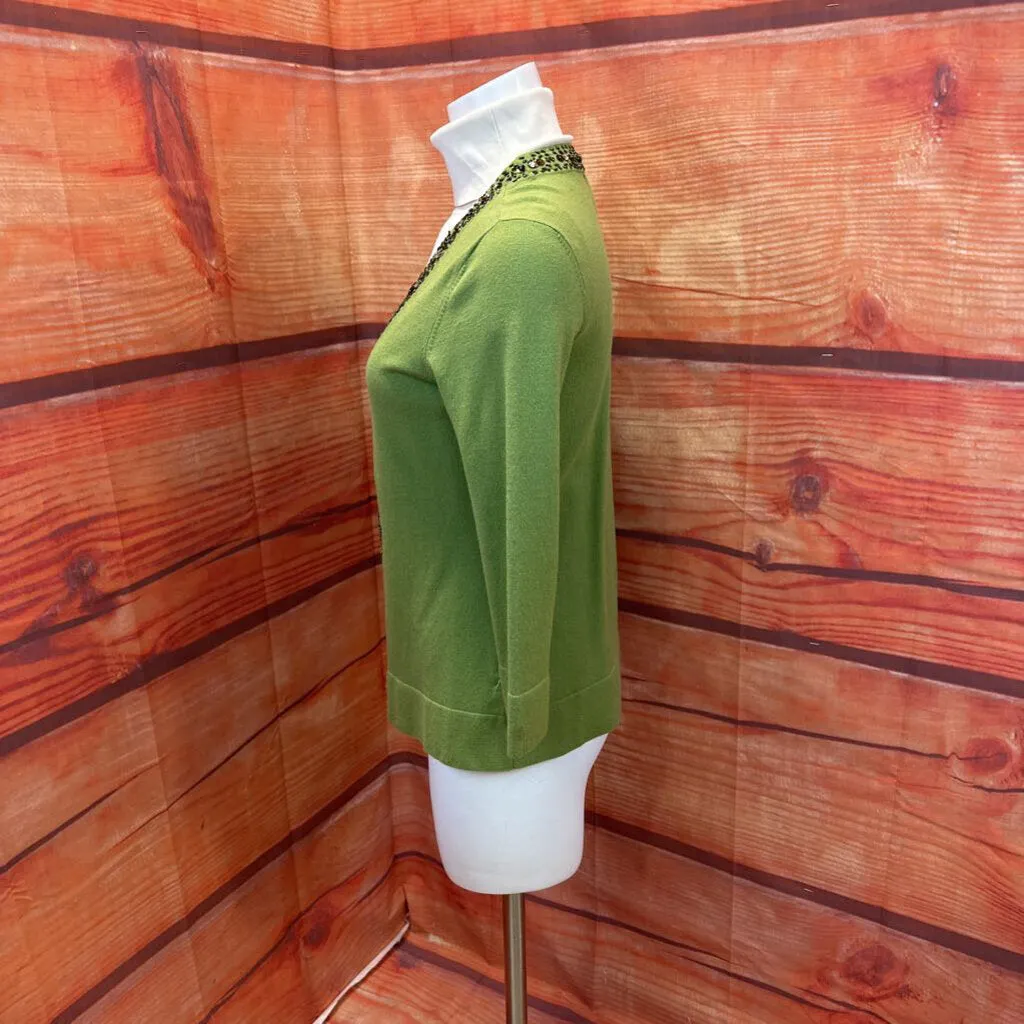 NINE WEST GREEN BEADED CARDIGAN SIZE MEDIUM TCC