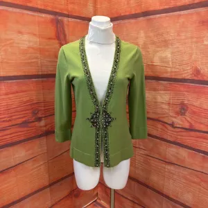 NINE WEST GREEN BEADED CARDIGAN SIZE MEDIUM TCC