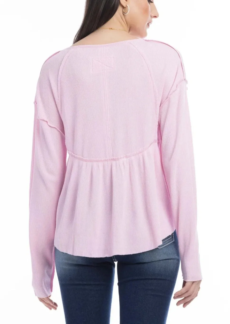 Pink Waffle Textured Knit Top ~FINAL SALE