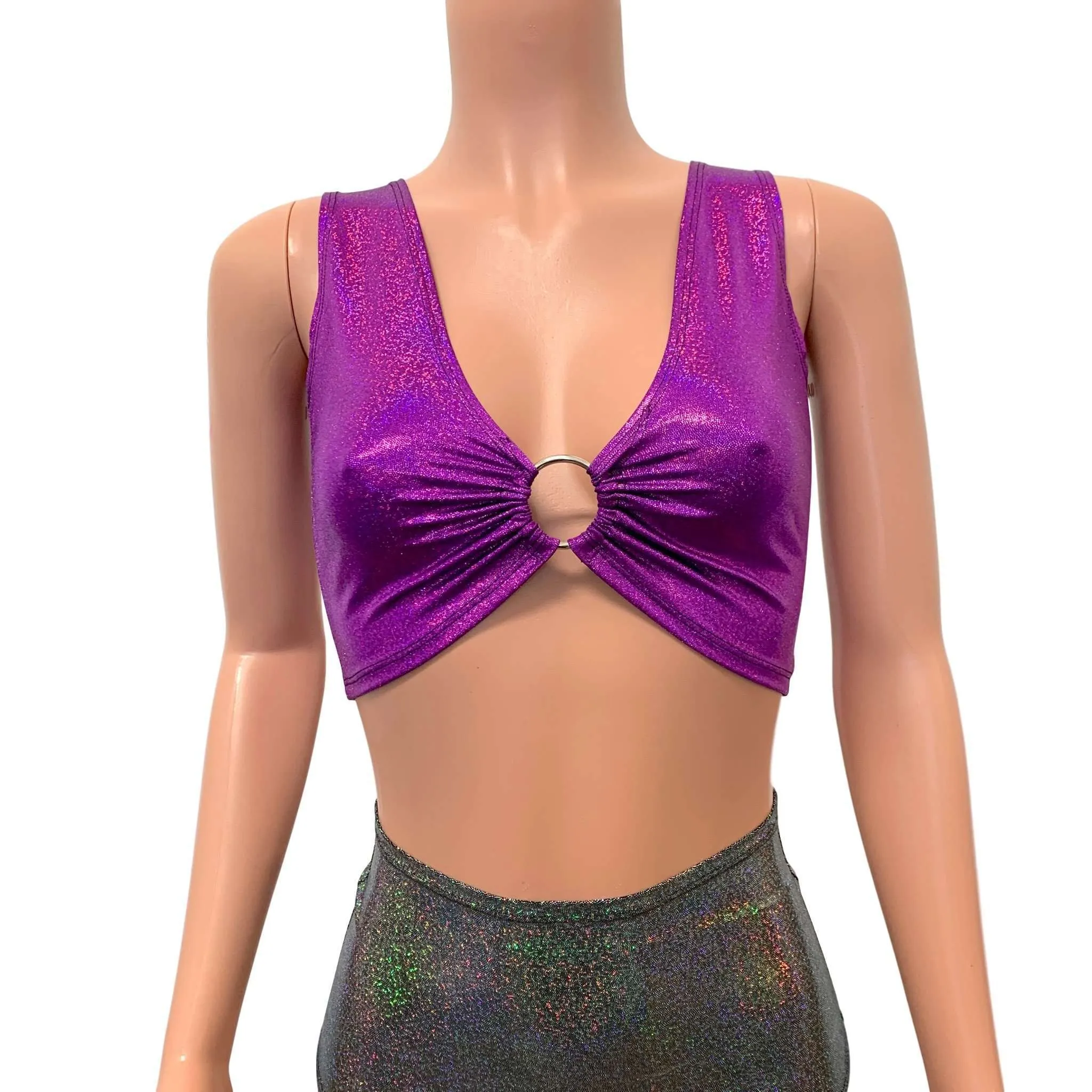 Purple Sparkle Ring Crop Top