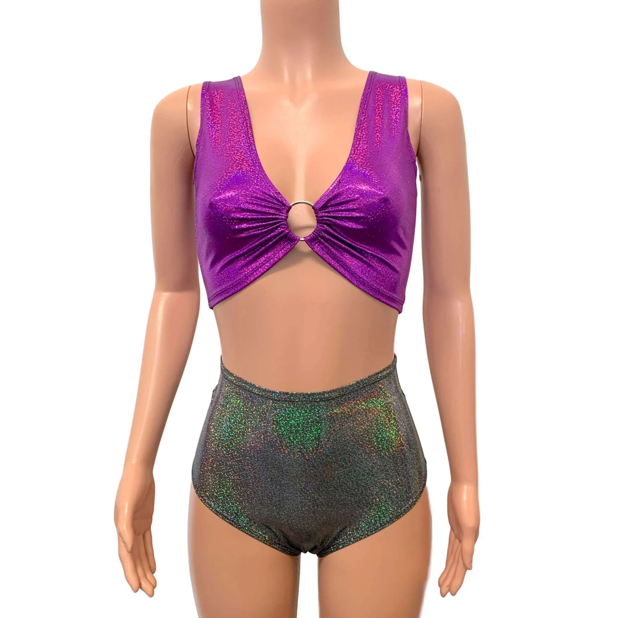 Purple Sparkle Ring Crop Top