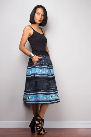 Tribal skirt | Up-cycled vintage Hmong fabric skirt