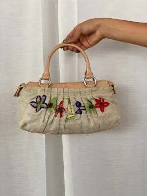 Vintage DKNY Floral Embroidered Canvas Handbag